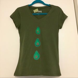 Super cute hand-painted Avocado v-neck shirt